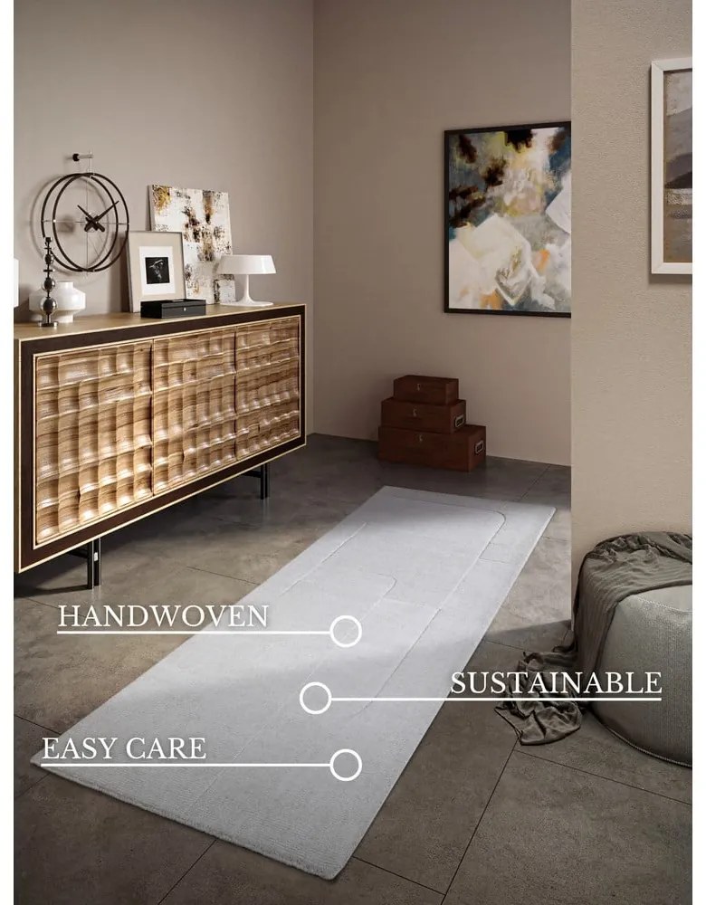 Kremowy wełniany chodnik tkany ręcznie 80x250 cm Charlotte – Villeroy&amp;Boch