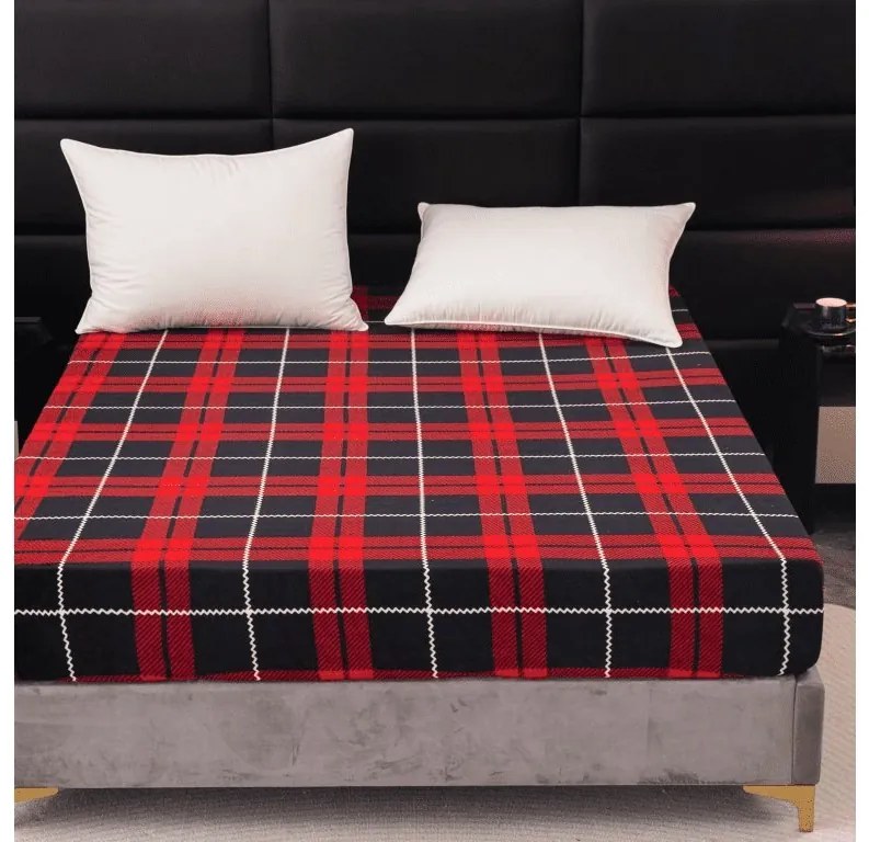 PrzytulneMieszkanie.pl Prześcieradło z mikropluszu ALBURY 200x200 cm czerwone