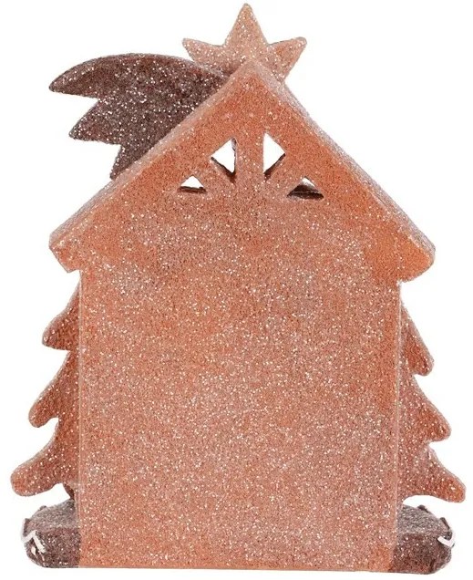 Dekoracja świąteczna Szopka piernikowa, poliresin, LED, brązowy