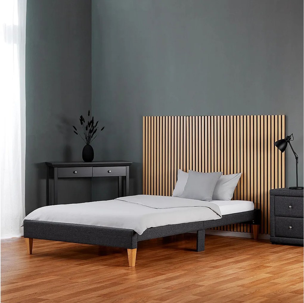 Tapicerowane łóżko 90x200 cm szare Slatts