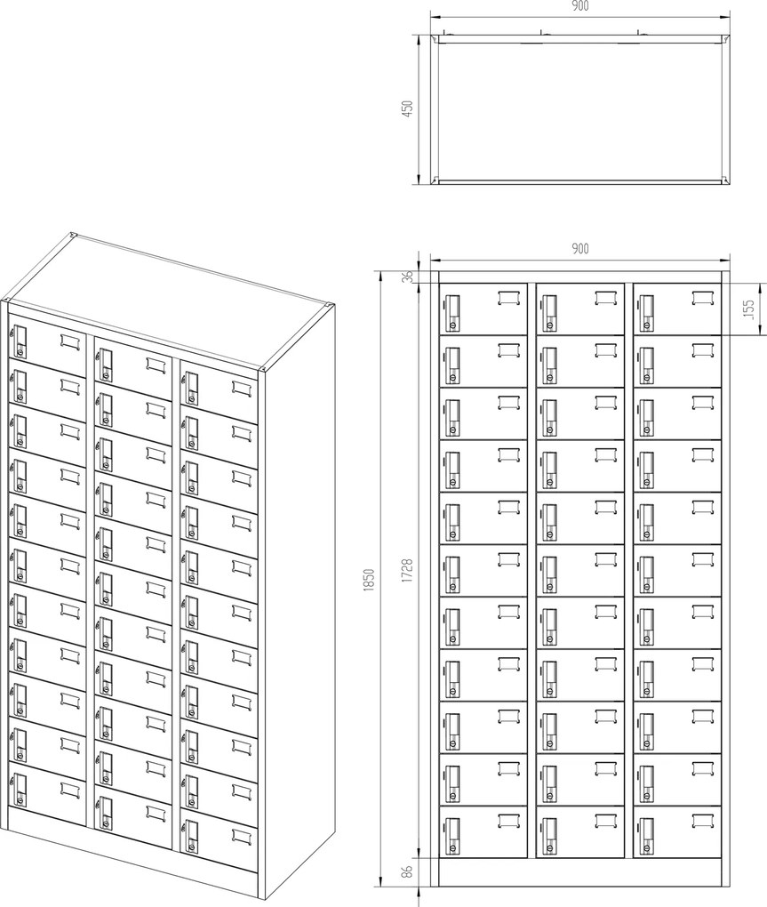Metalowa szafa depozytowa Eco Design Oliver 90x45x185 cm, antracyt/orzech