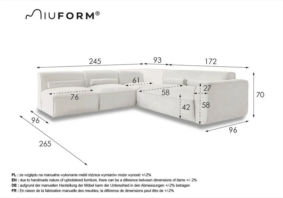 Beżowy narożnik (lewostronny) Flex Felix – Miuform