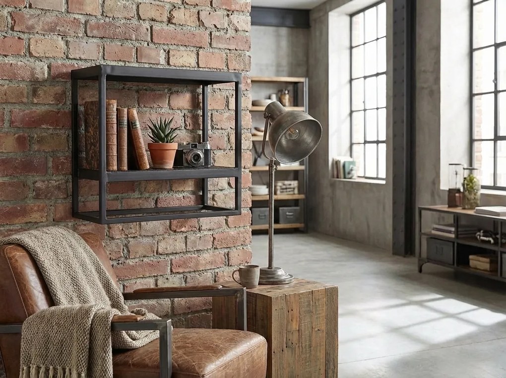 Metalowa półka CASTO 40x40 cm, czarna