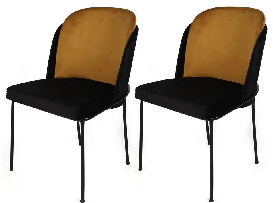 Zestaw krzeseł do jadalni Dore Mustard and Black, 2 szt.