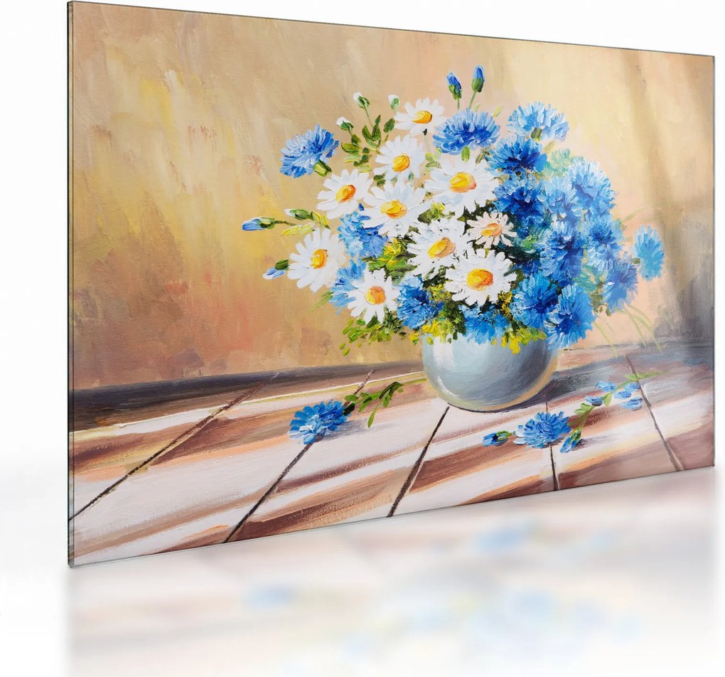 Malowany obraz wazonu z kwiatami (70x50 cm)