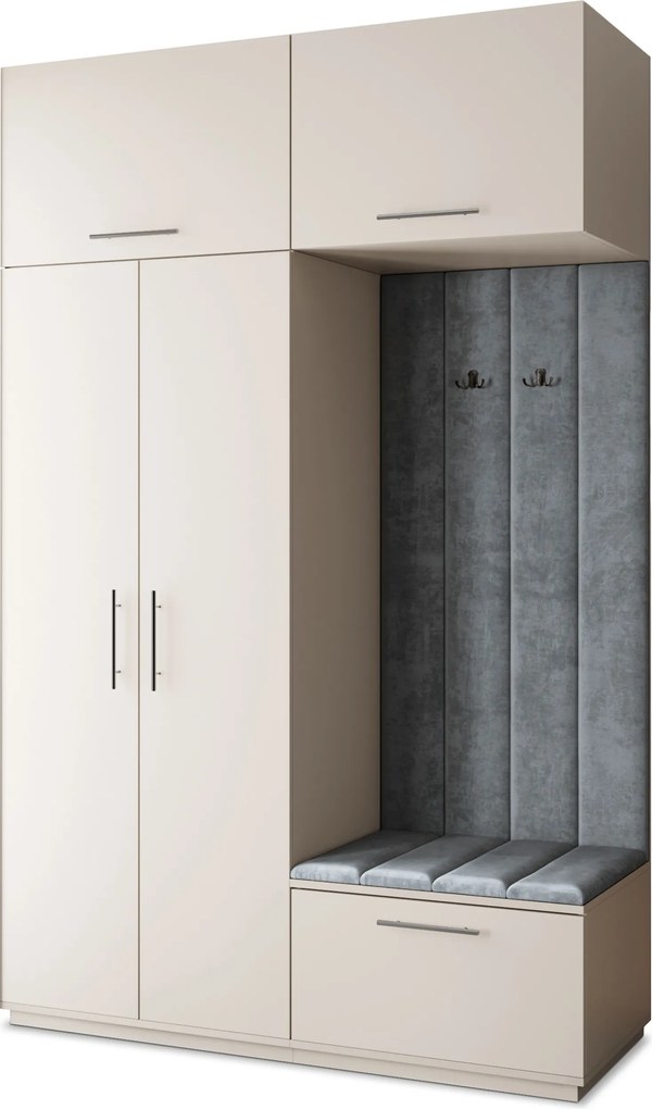 Masseno Garderoba REMA 150/240/60 cm Nowoczesna Szafa do Przedpokoju Kaszmir, MONOLITH 85 (Szary)