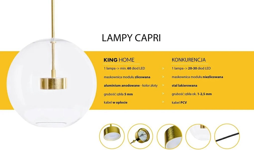 Lampa wisząca ze szklanymi kulami Capri Disc 5