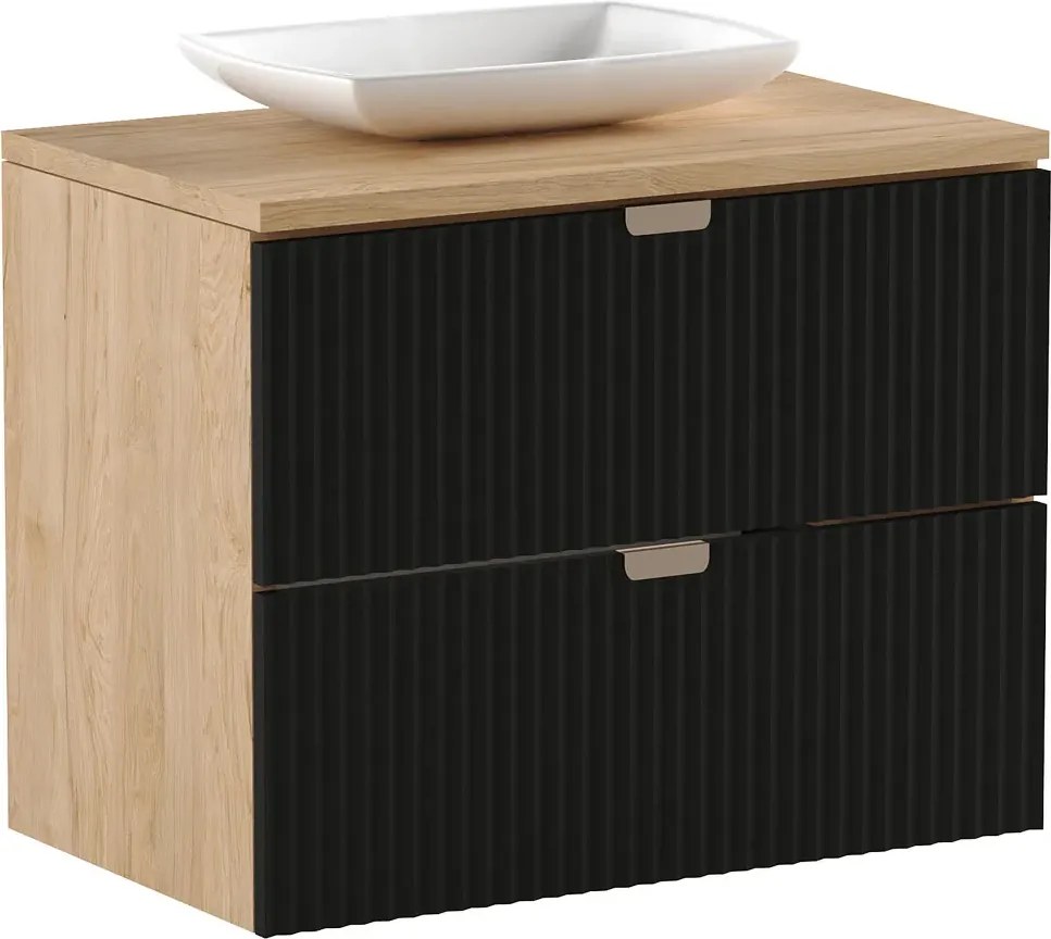 Szafka pod umywalkę z 2 szufladami czarny + orzech Enda 4XL5-A60