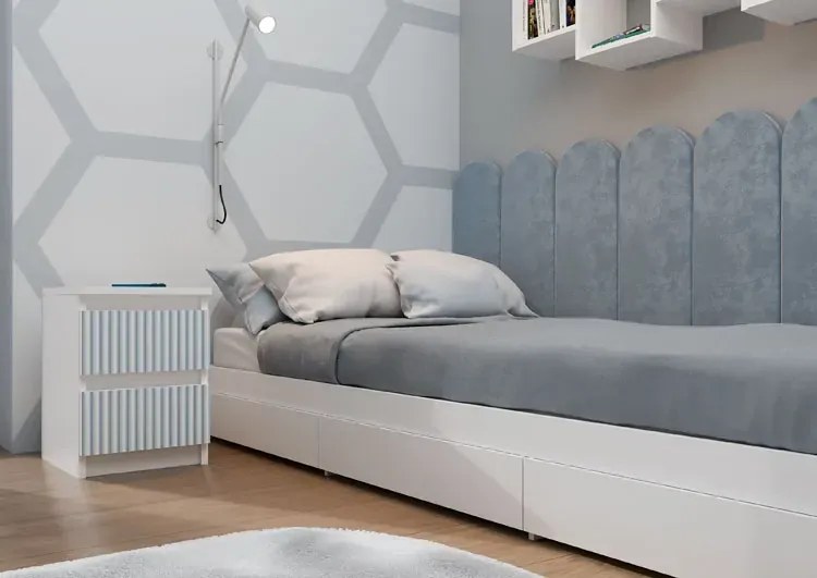 Nowoczesna szafka nocna młodzieżowa biały + niebieski G4-D25