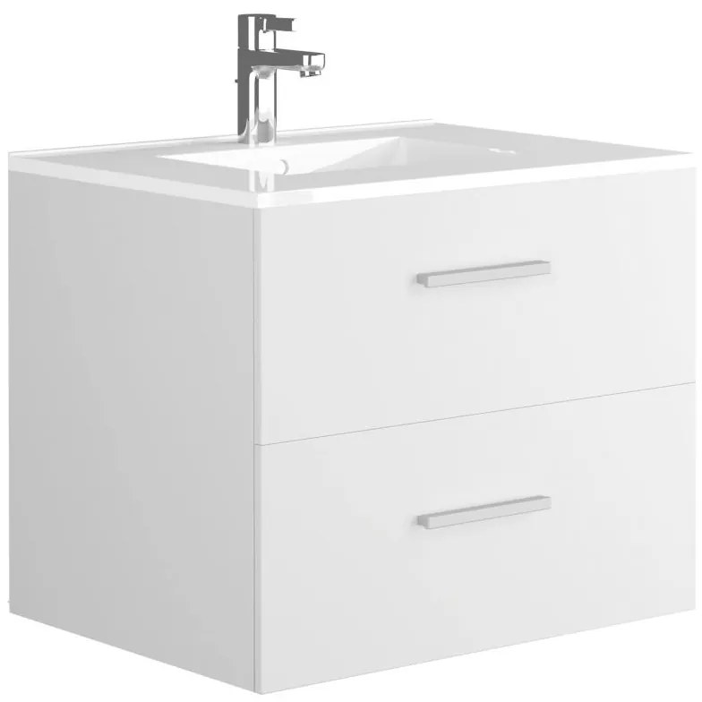 Szafka łazienkowa wisząca  z umywalką - Biały - 60 cm - KAYLA