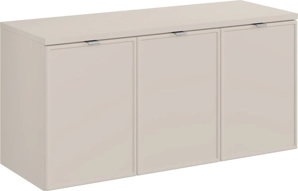 Trzydrzwiowa szafka łazienkowa Bella 120 cm z blatem, kaszmir