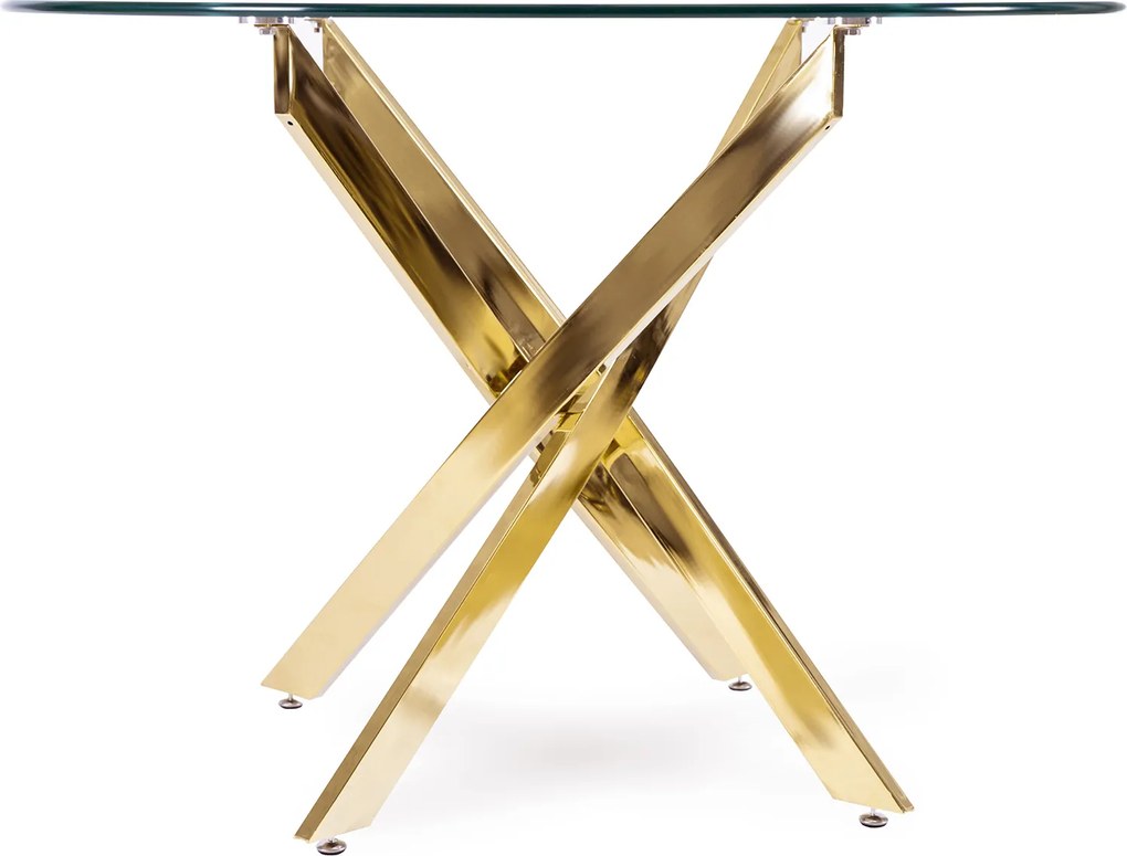 Zestaw Stół Okrągły SALLO 100 cm i 4 Krzesła Tapicerowane RUBI Szare Glamour