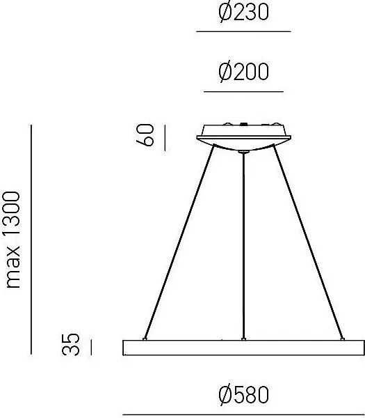 Krizia lampa wisząca LED 50 W, ściemnialna, 2900 lm, ciepłe światło 3000 K, pierścień szczotkowane złoto, Ø60 cm