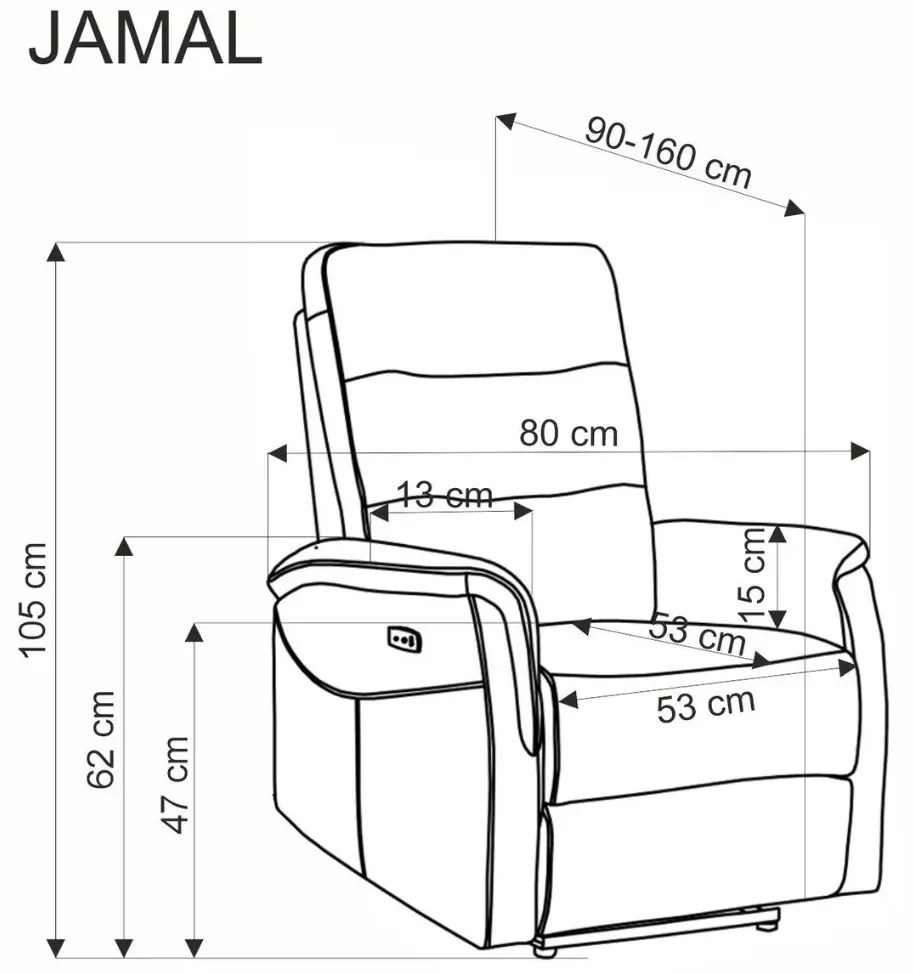 Fotel rozkładany JAMAL szary HALMAR