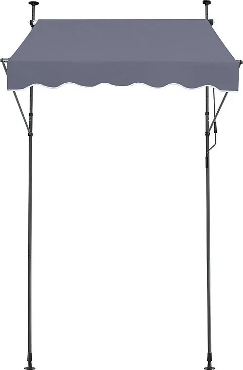 Ręczna Składana Markiza SucceBuy Na Taras 149,86 x 119,38 cm Z Korbką Ciemnoszara Osłona Przeciwsłoneczna Składana