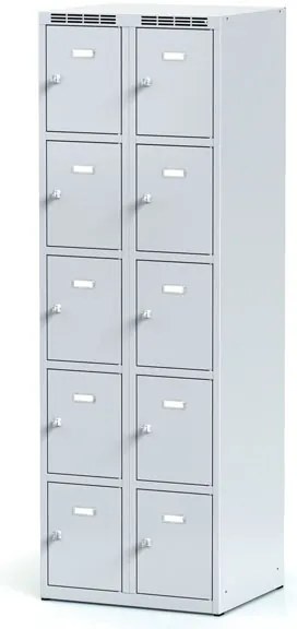 Alfa 3 Szafka skrytkowa S6, 10 schowków, 1800 x 600 x 500 mm, zamek cylindryczny, drzwi szare