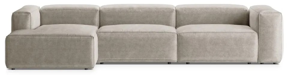 Beżowy sztruksowy narożnik (lewostronny/z szezlongiem) Bergamo – Cosmopolitan Design
