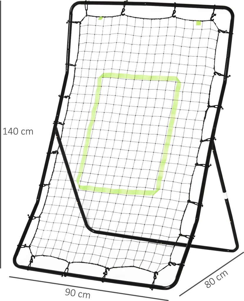 HOMCOM Rebounder bramka do piłki nożnej z siatką odbijającą Stalowa konstrukcja do treningu precyzji i odbioru Czarna 75x126 cm | Aosom PL