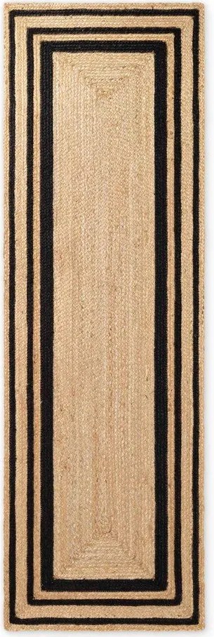 Czarno-naturalny ręcznie tkany dwustronny dywan z juty 70x200 cm Jutta – Hanse Home