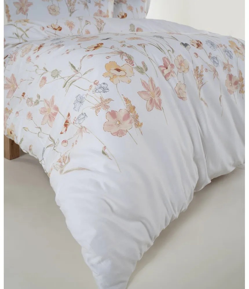 Biała pościel jednoosobowa z satyny bawełnianej 140x200 cm Ivory Garden Floral – Mila Home Luxury