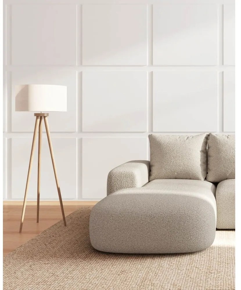 Beżowy narożnik z materiału bouclé (lewostronny/z szezlongiem) Monce – Rodier