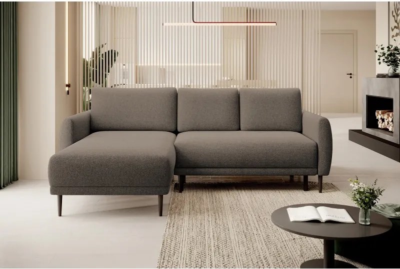 Narożnik BONO z funkcją spania Drewniane nóżki Eleganckie podłokietniki Głębokie siedzisko Lewa strona Barrel 21