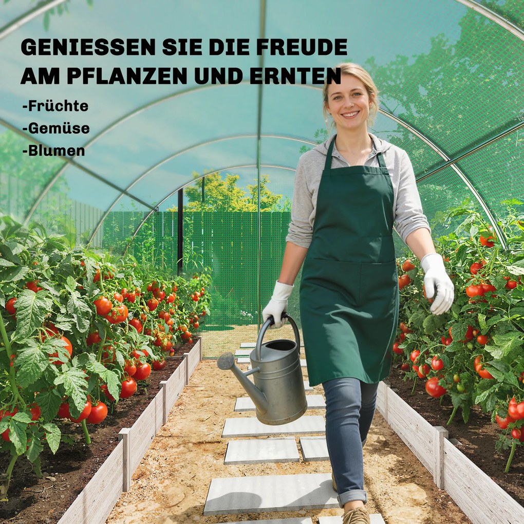 Outsunny Szklarnia ok. 4 x 3 x 2 m, szklarnia foliowa z rolowanymi drzwiami, 2 drzwi na zamek &amp; 8 okien z siatką, pręty podporowe, zielona | Aosom PL