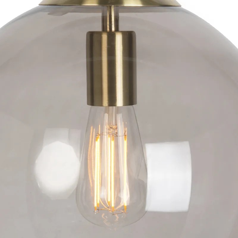Nowoczesna lampa wisząca mosiądz ze szkłem dymnym 30 cm - Ball Nowoczesny Oswietlenie wewnetrzne