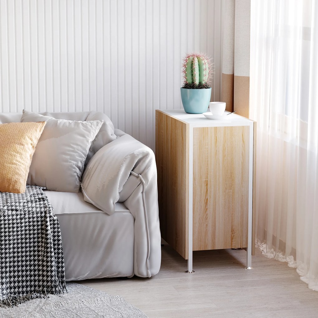 Praktyczny składany stół HOMCOM z półkami, naturalny i biały, idealny do małych przestrzeni