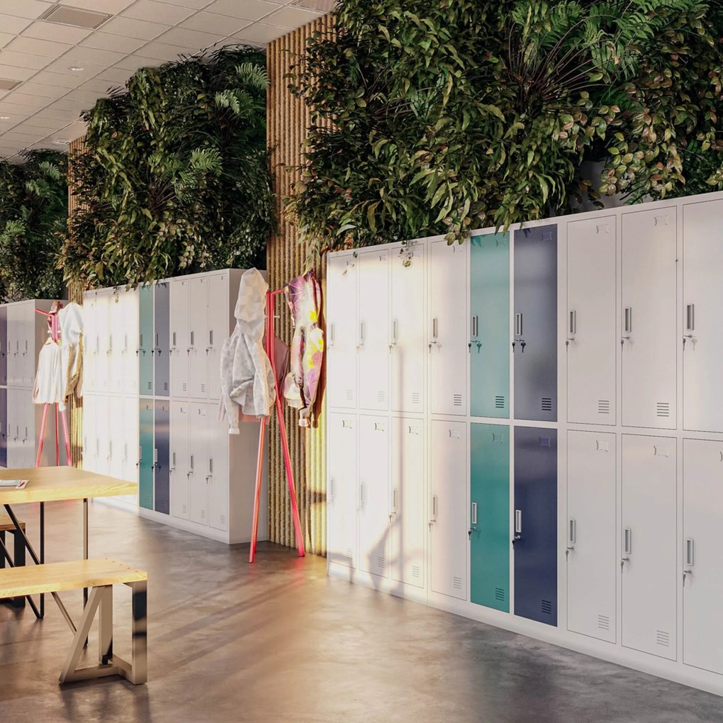 Szafka socjalna ubraniowa BHP antracytowo-niebieska: 6-drzwiowa IGOR 900 x 1850 x 450 mm