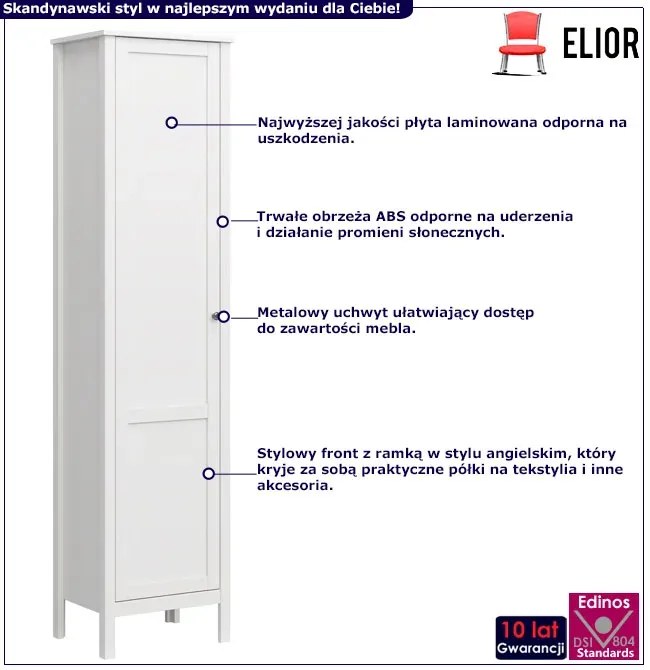 Biały słupek zamykany z półkami - Omaron 10X