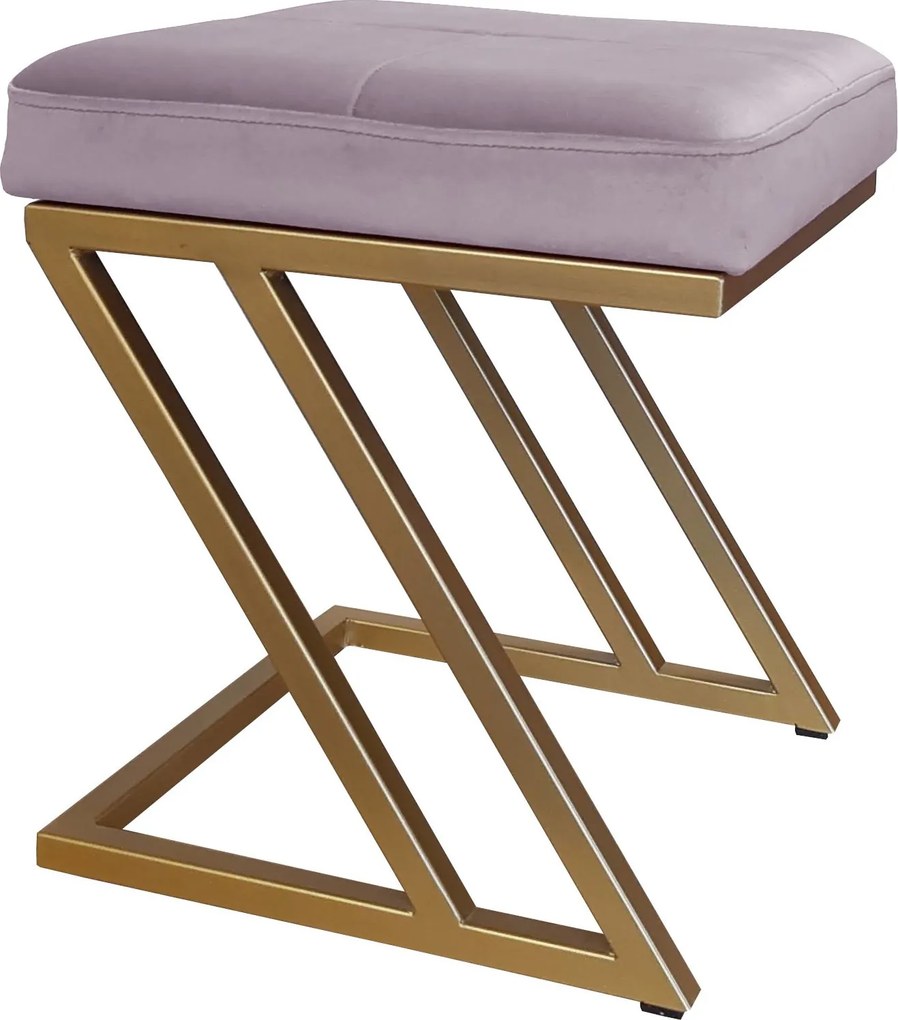 Pufa ZETA tkanina Welur loft ławka podnóżek metal : Kolor Stelaża - Złoty, Kolor tkaniny - VELVET - MG55, Typ tkaniny - Velvet