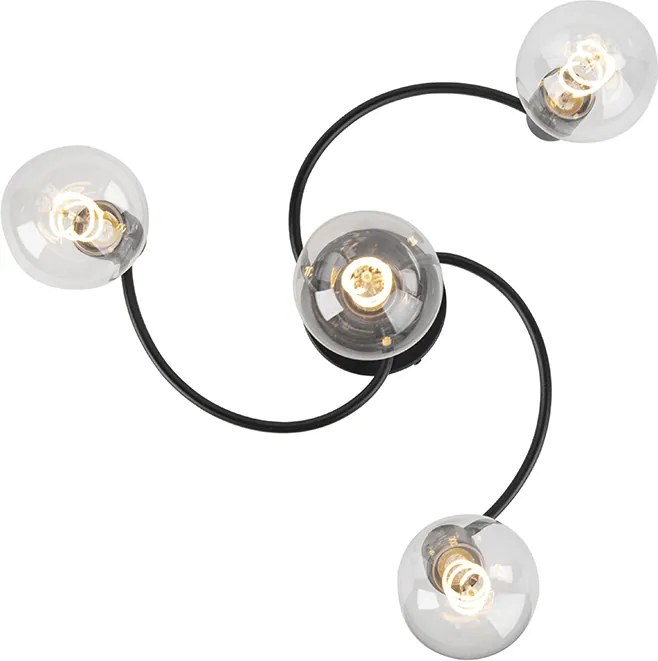 Lampa sufitowa w stylu art deco czarna 4-światłowa - Facil