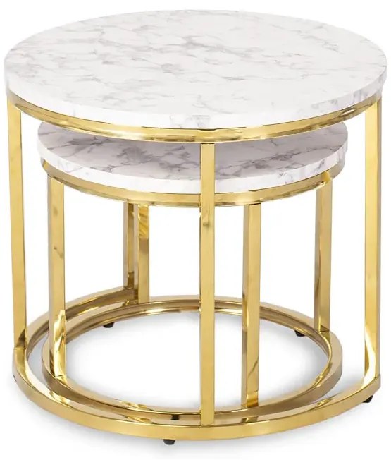 Zestaw biało-złotych stolików glamour kawowych N3-P42