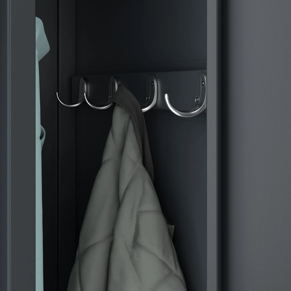 Szafa socjalna BHP ubraniowa czterokomorowa KACPER, 800 x 1800 x 500 mm, antracytowa