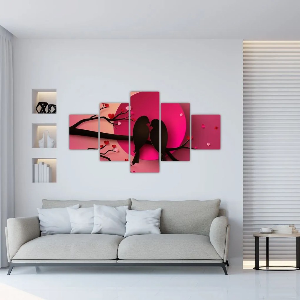 Obraz - Zakochane ptaki (125x70 cm)