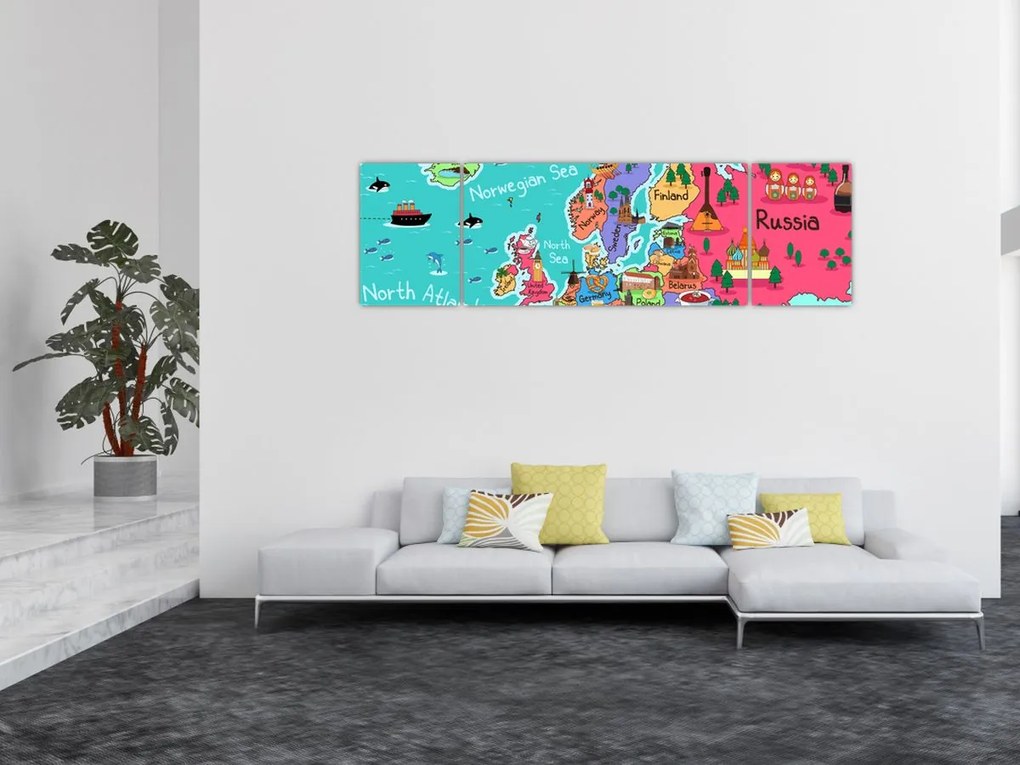 Obraz - Dziecięca mapa Europy (170x50 cm)