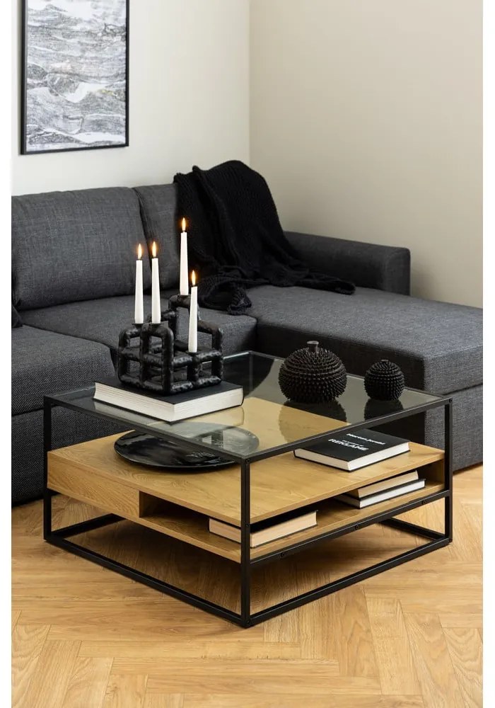 Stolik ze szklanym blatem 80x80 cm Randolf – Actona
