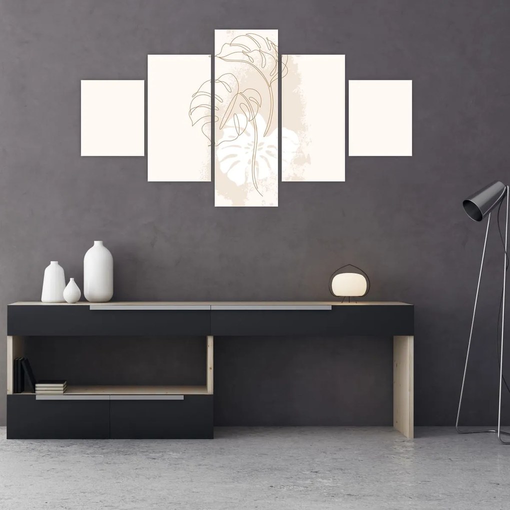 Obraz - Line art monstera N⁰1 (125x70 cm)