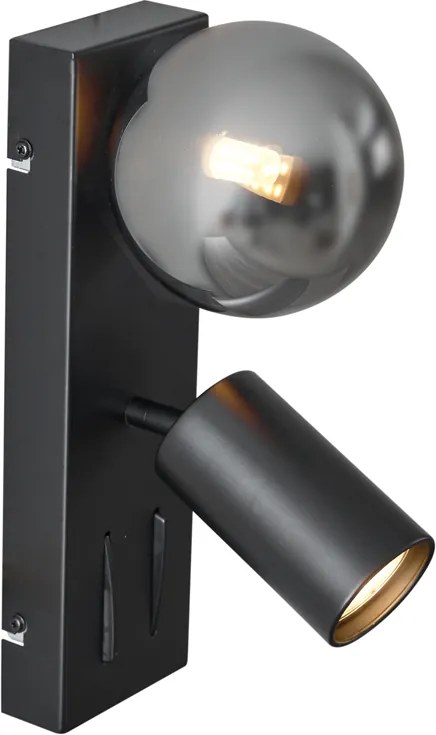 Nowoczesny kinkiet czarny 2-punktowy z możliwością przechylania i portem USB-C - Lesly
