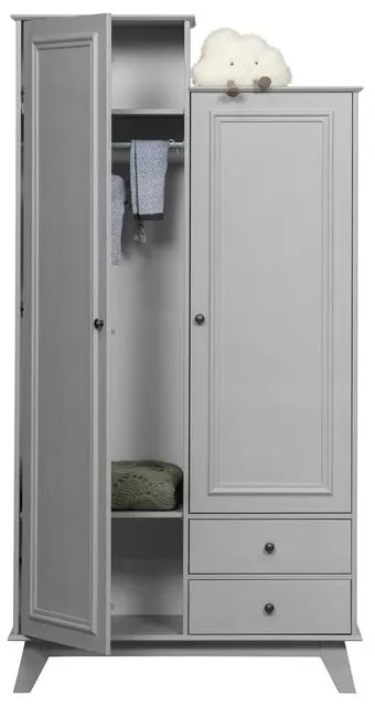 Jasnoszara szafa dziecięca z litego drewna sosnowego 98x190 cm Lily – WOOOD