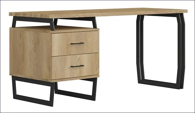 Drewniane duże biurko loft z szufladami do biura - Boliwio 12X