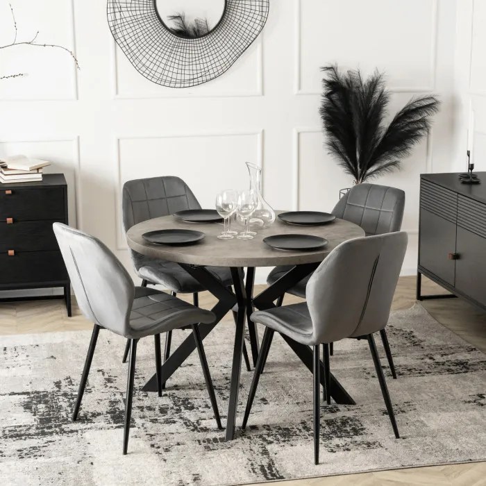 Stół Okrągły Rozkładany LUKAS 100-250 cm Beton Nowoczesny Loft