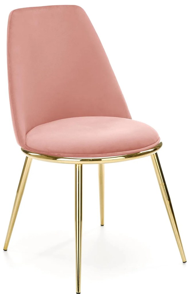 K460 krzesło różowy, tapicerowane, tkanina velvet, złoty, glamour