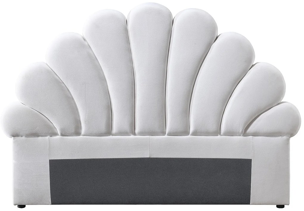 Zagłówek w kształcie muszli  - 140 cm - Welur - Biały - MOANA