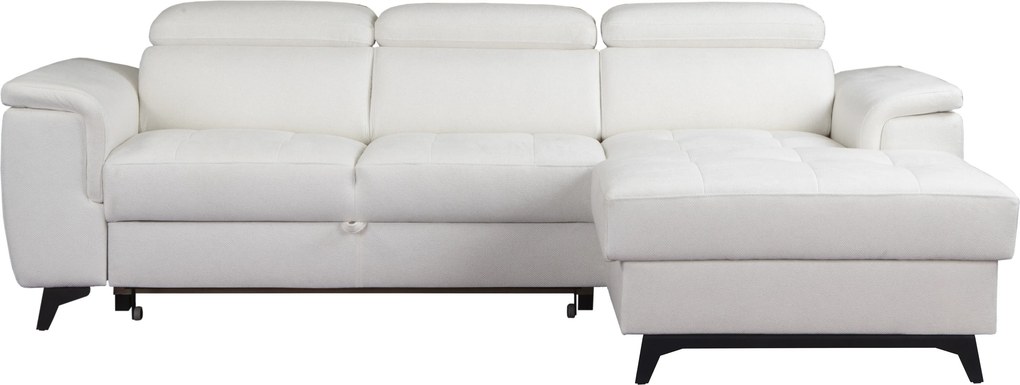 Masseno Narożnik VOLA z funkcją spania i pojemnikiem na pościel Narozniki L, Rozkładana sofa - Biały, BUBBLE 1