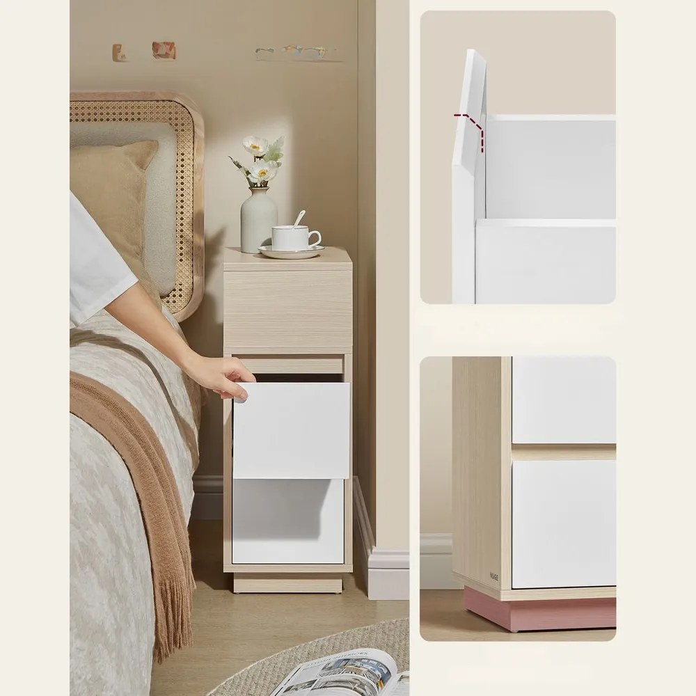 Szafka nocna ROBIN, 30x25x65cm, biała/beżowa Vasagle