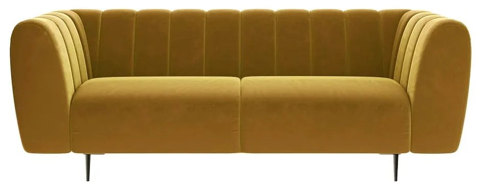 Miodowożółta aksamitna sofa Ghado Shel, 210 cm