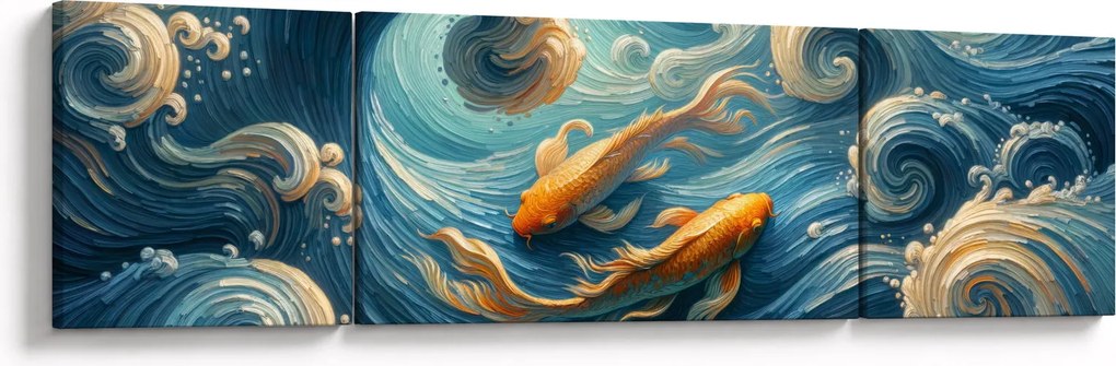 Obraz - Złote rybki (170x50 cm)