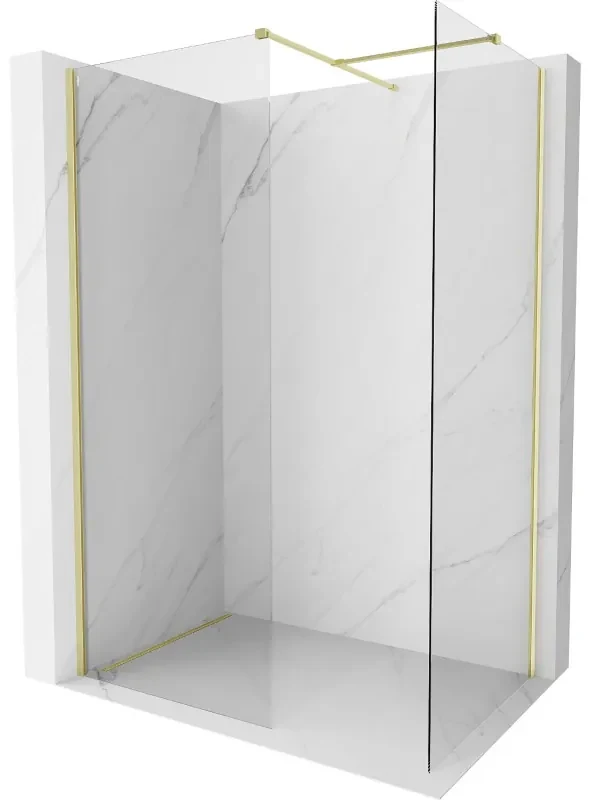 Mexen Kioto-X ścianka prysznicowa Walk-in 140 x 100 cm, transparent 10 mm, złota szczotkowana - 800-140-202-55-00-100-X